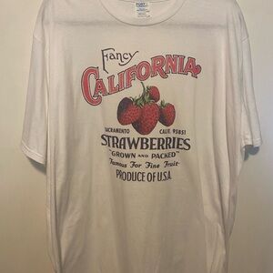 Port and Company White Strawberry Graphic Tee